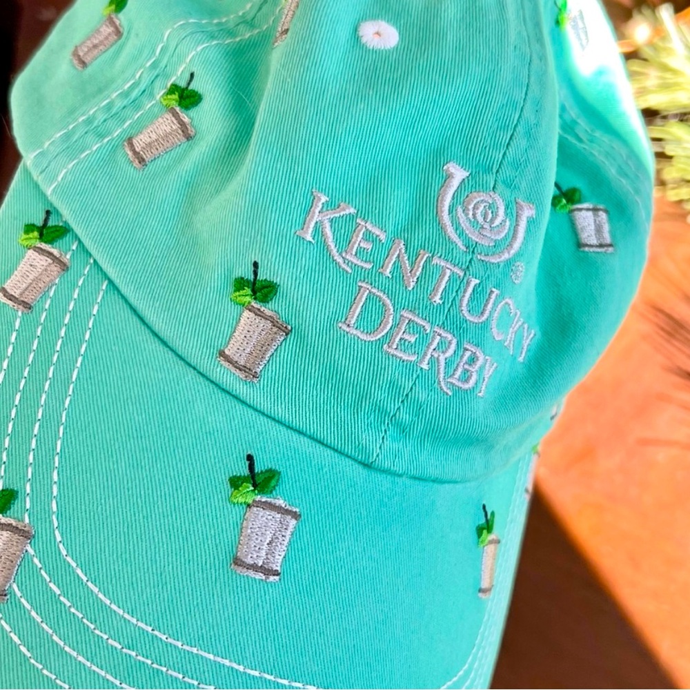 Kentucky Derby Baseball Hat - Cap - Mint Green with Mint Juleps
